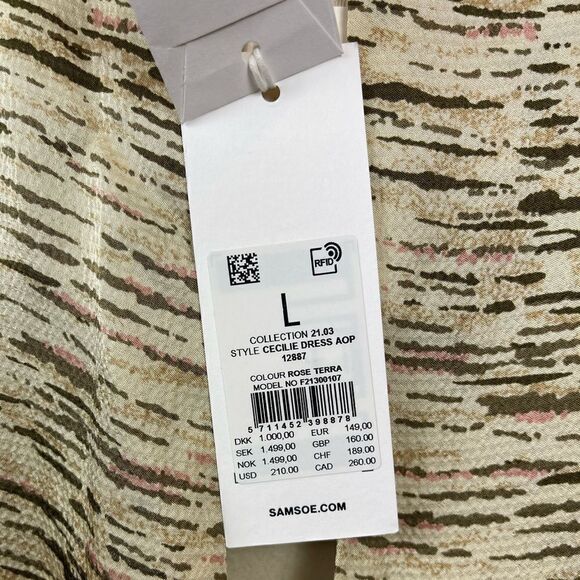 Samsoe Cecile Abstract Print Long Sleeve Woven Dress Rose Terra - Picture 6 of 7